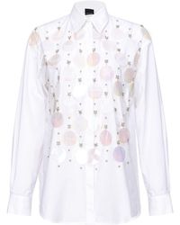 Pinko - Rhinestone-embellished Cotton Shirt - Lyst
