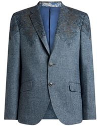 Etro - Single-Breasted Wool-Blend Jacket With Placed Paisley Pochette Print - Lyst
