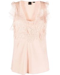 Pinko - Semi-sheer Lace-panelled Top - Lyst