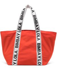 Bimba Y Lola - Maxi Logo-embroidered Shoulder Bag - Lyst