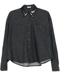 Brunello Cucinelli - Sequin-Collar Shirt - Lyst