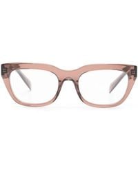 Prada - Logo-Engraved Rectangle-Frame Translucent Glasses - Lyst