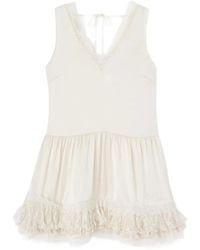 Ganni - Lace-Trim Ruffled Mini Dress - Lyst