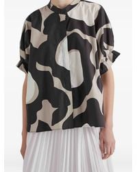 MEIMEIJ - Ruffled Abstract-Print Blouse - Lyst