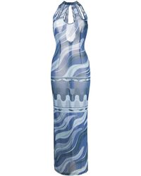 Emilio Pucci - Swirl-print Cut-out Mesh Dress - Lyst