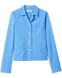 Miu Miu - Logo-Embroidered Cotton-Poplin Shirt - Lyst