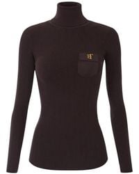 Elisabetta Franchi - Ribbed-Knit Logo-Plaque Sweater - Lyst