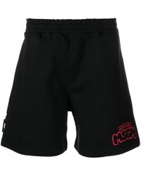 MSGM - Embroidered-Logo Cotton Track Shorts - Lyst