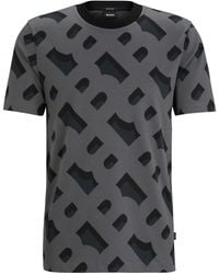 BOSS - Monogram-pattern Cotton-blend T-shirt - Lyst