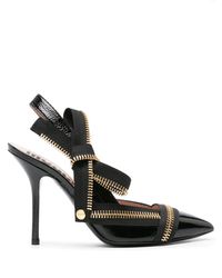 Moschino - Zip-detailing Leather Pumps - Lyst