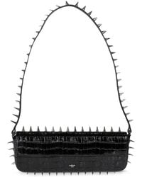 Abra - Spike-Embellished Crocodile-Effect Leather Shoulder Bag - Lyst