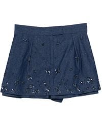 Maje - Sequin-Embellished Denim Shorts - Lyst
