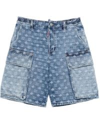 DSquared² - Monogram-Pattern Denim Shorts - Lyst