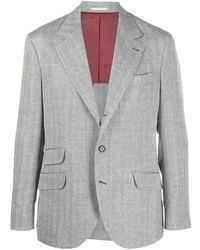 Brunello Cucinelli - Blazer con motivo de espiga y botones - Lyst