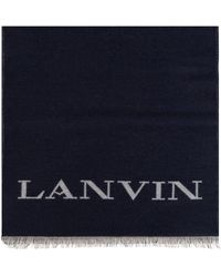Lanvin - Ausgefranster Schal mit Intarsien-Logo - Lyst