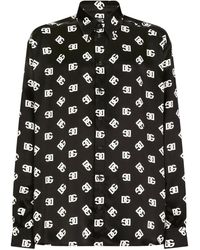 Dolce & Gabbana - Zijden Overhemd Met Logoprint - Lyst