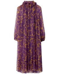 Burberry - Robe en soie à fleurs - Lyst