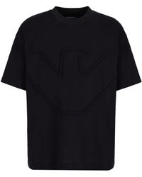 Emporio Armani - T-shirt en coton à logo embossé - Lyst