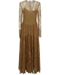 Philosophy Di Lorenzo Serafini - Maxi Dress With Lace Overlay And Flared Skirt - Lyst