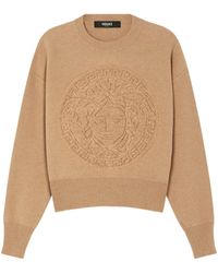 Versace - Medusa Frottee-Pullover Aus Wollmischung - Lyst