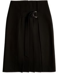Tod's - Pleated Belted Wool Skirt - Lyst