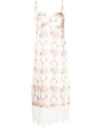 Simone Rocha - Floral-print Lace-trim Midi Dress - Lyst
