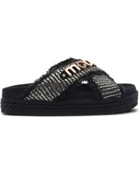 Mou - Frayed-Strap Platform Sandals - Lyst