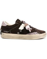 Crime London - Distressed Glitter-Panel Sneakers - Lyst