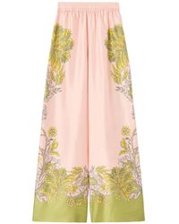 La DoubleJ - Floral-Print Silk Palazzo Trousers - Lyst