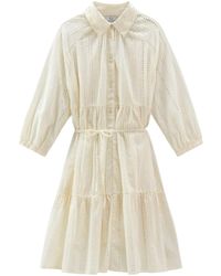 Woolrich - Hemdkleid Mit Lochstickerei - Lyst