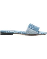 Fendi - Sunshine Logo-Embroidered Flat Sandals - Lyst