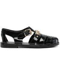 Moschino - Logo-Lettering Buckled Sandals - Lyst