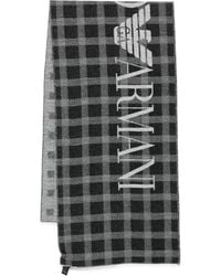 Emporio Armani - Bufanda a cuadros con logo - Lyst