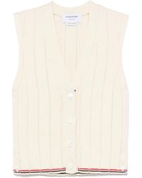 Thom Browne - Merino Wool Cropped V-Neck Cardigan Vest - Lyst