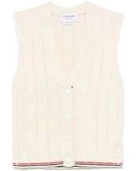Thom Browne - Merino Wool Cropped V-Neck Cardigan Vest - Lyst