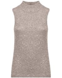 D.exterior - Sequin-Embellished High-Neck Top - Lyst