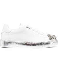 Philipp Plein - Crystal-embellished Lace-up Leather Sneakers - Lyst