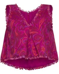 Cinq À Sept - Ibbie Paisley Bloom Frayed-Edge Blouse - Lyst
