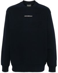 Emporio Armani - Logo-embroidery Cotton Sweatshirt - Lyst