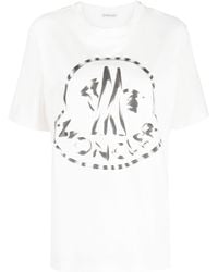 Moncler - White Logo Print Short Sleeve T-shirt - Lyst