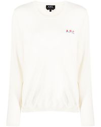 A.P.C. - Logo-embroidered Cotton Jumper - Lyst