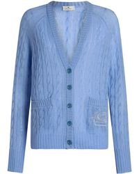 Etro - Pegaso-Motif Cable-Knit Cardigan - Lyst