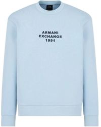ARMANI EXCHANGE - Felpa Girocollo Con Ricamo Logo - Lyst