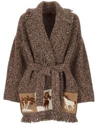 Alanui - Fringe-Trimmed Intarsia-Knit Cardi-Coat - Lyst