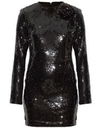 ROTATE BIRGER CHRISTENSEN - Sequin-Embellished Floral-Appliqué Dress - Lyst