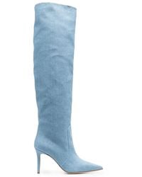 SCAROSSO - Denim 85Mm Thigh-High Boots - Lyst