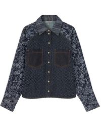 Ganni - Denim Blouse Met Patchwork - Lyst