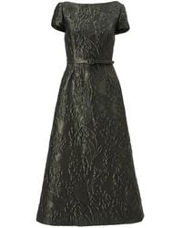 Carolina Herrera - Floral Cloqué Midi Dress - Lyst