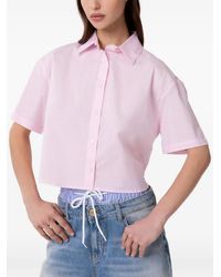 Gaelle Paris - Crystal-Embellished Cropped Shirt - Lyst