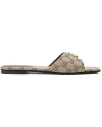 Gucci - Double G Canvas Sandals - Lyst